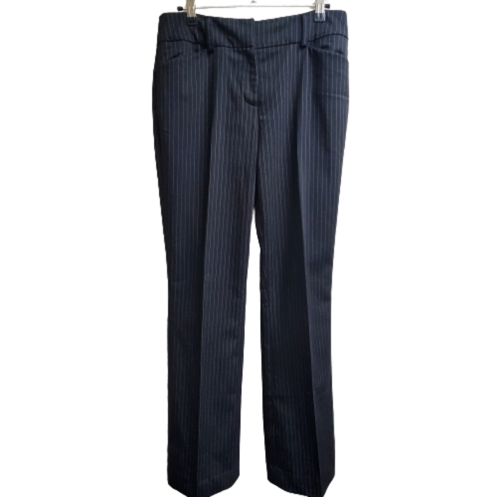 Anne Klein Navy Blue Pinstripe Straight Leg Dress Pants Womens Size 4 Workwear